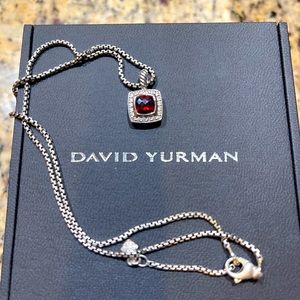 Petit Albion Pendant Necklace in Sterling Silver with Garnet and Pave’ diamonds